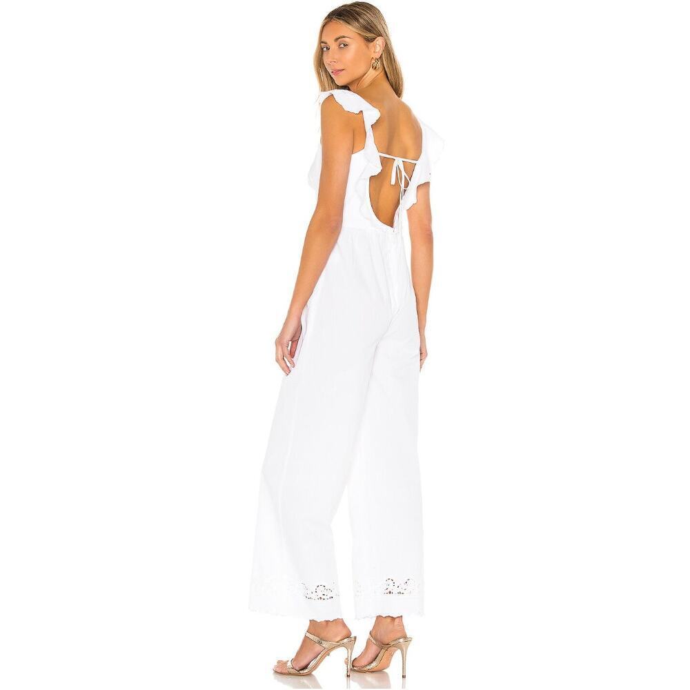 LPA Gaston Wide‎ leg Jumpsuit in white eyelet NEW
